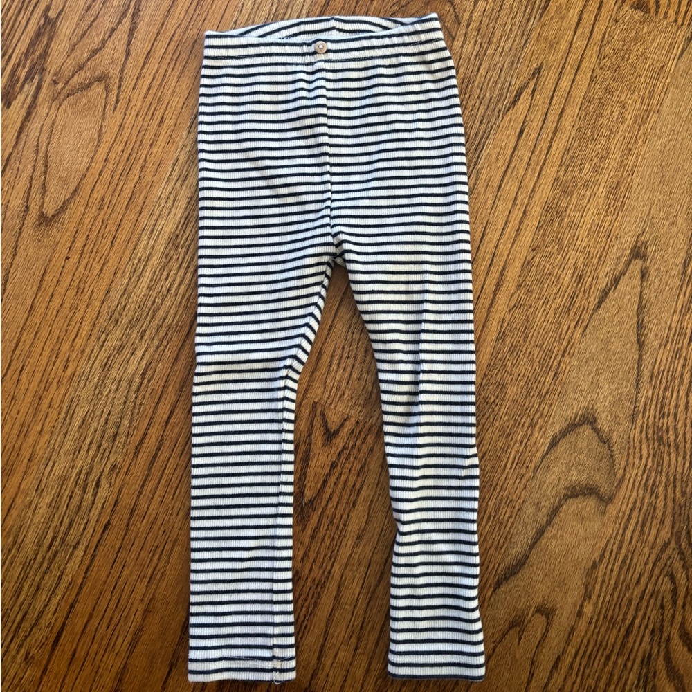Zara Navy and White Striped Kids Leggings